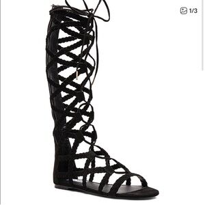 Steve Madden Black Tie-Up Gladiator Sandals